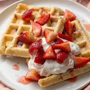 Whole wheat strawberry waffles