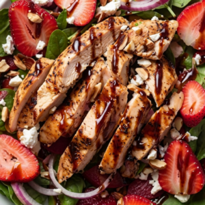 Strawberry Walnuts Salad with Balsamic Glaze