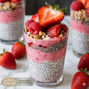 Fresh Strawberries and blackcurrant chia pudding
