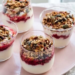 Greek yogurt with granola parfait