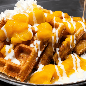 Mango cream wholewheat waffle