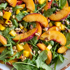 peach arugula salad walnuts